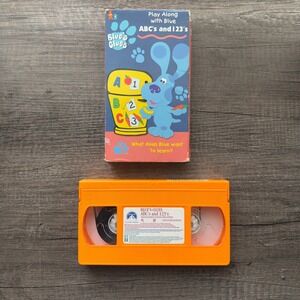 Blue's Clues ABC's and 123's VHS 1999 Nickelodeon Nick Jr Cartoon Orange Tape
